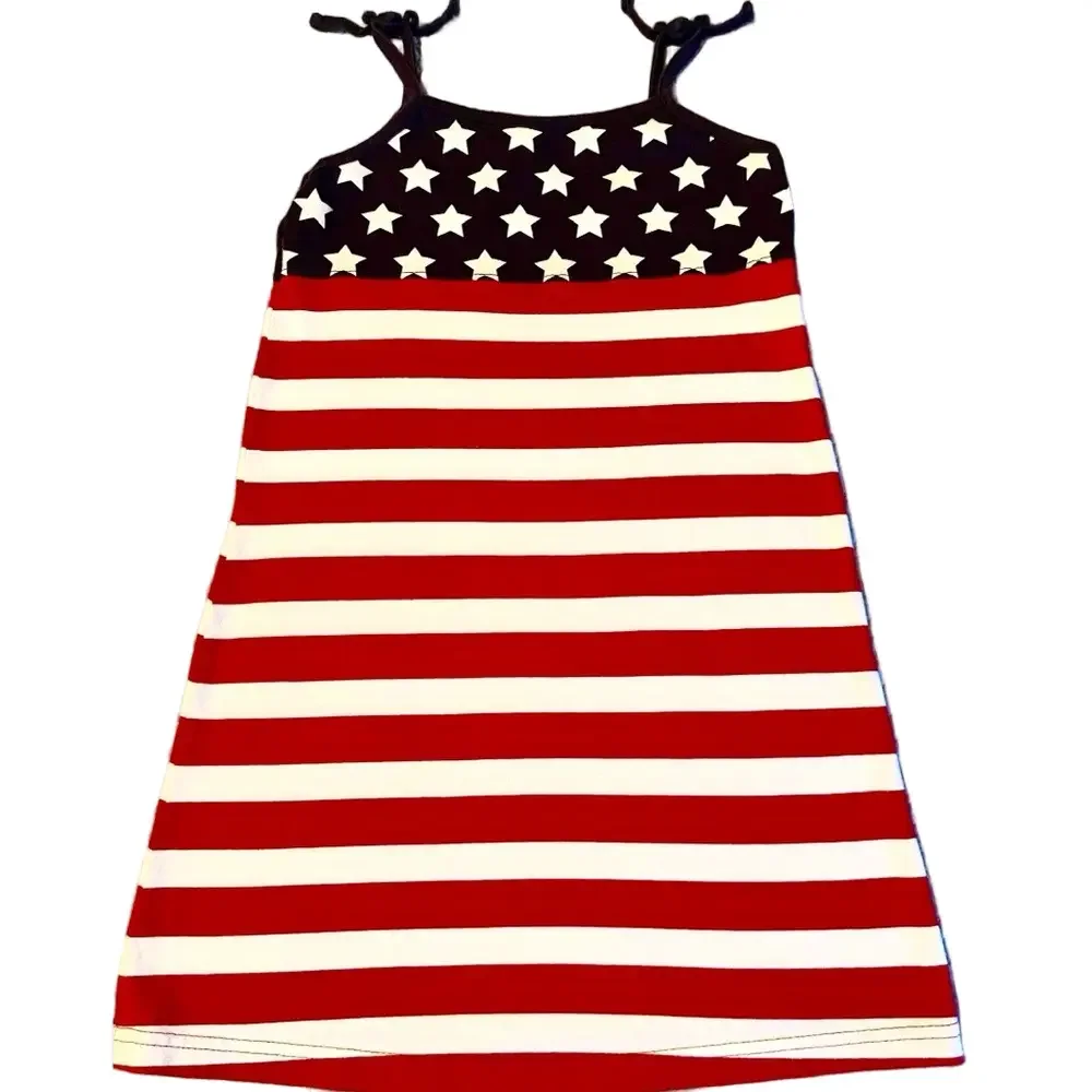 OSHKOSH girls size 6 Americana Flag design dress. White stars have glitter.